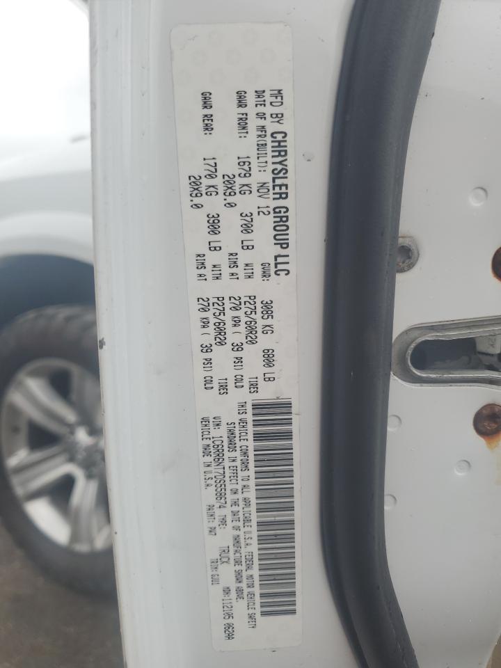 2013 Ram 1500 Laramie VIN: 1C6RR6NT7DS558674 Lot: 64940025