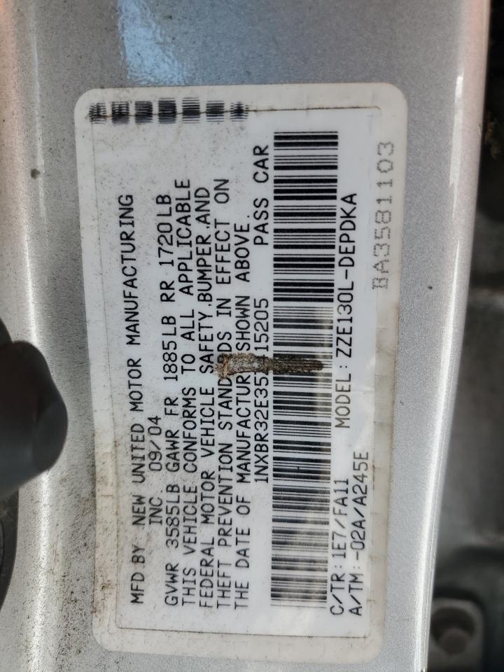 2005 Toyota Corolla Ce VIN: 1NXBR32E35Z415205 Lot: 62508905