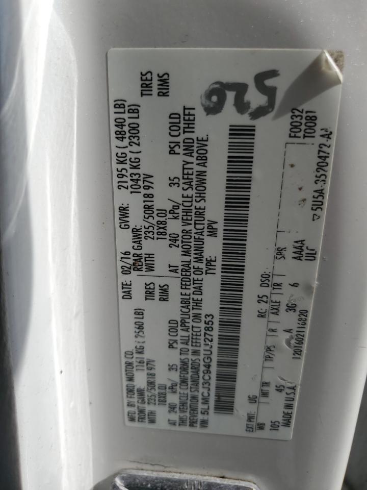 2016 Lincoln Mkc Reserve VIN: 5LMCJ3C94GUJ27853 Lot: 67370275