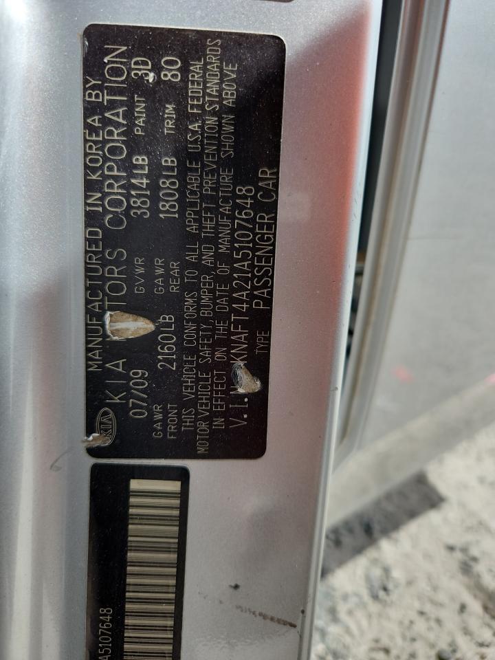 2010 Kia Forte Lx VIN: KNAFT4A21A5107648 Lot: 64555365