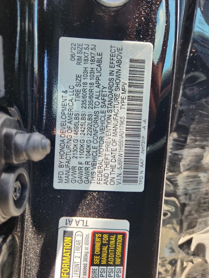 2022 Honda Cr-V Ex VIN: 5J6RW1H55NA017965 Lot: 64357515
