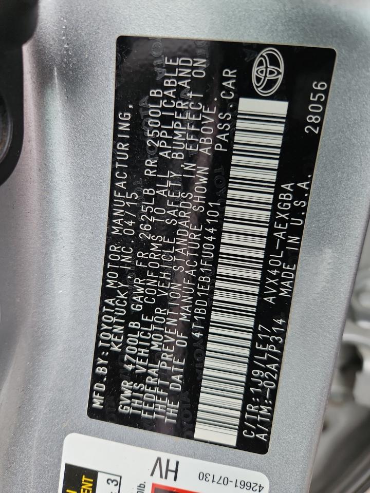 2015 Toyota Avalon Hybrid VIN: 4T1BD1EB1FU044101 Lot: 64071615