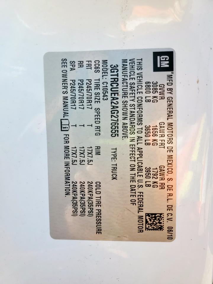 2010 GMC Sierra C1500 Sl VIN: 3GTRCUEA2AG276555 Lot: 63839185