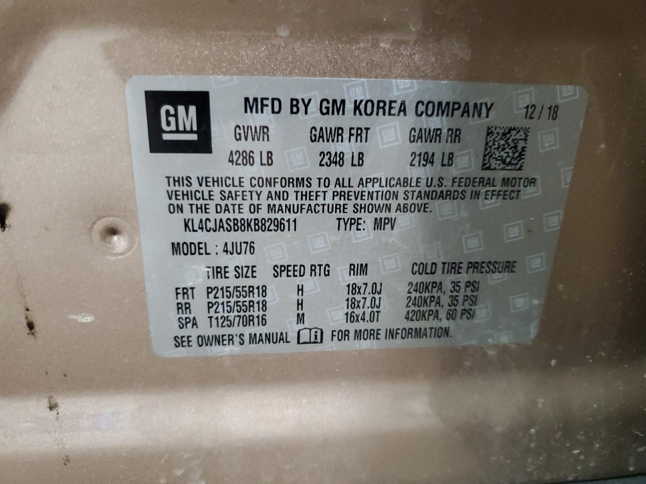 kl4cjasb8kb829611 KL4CJASB8KB829611 2019 Buick Encore Preferred