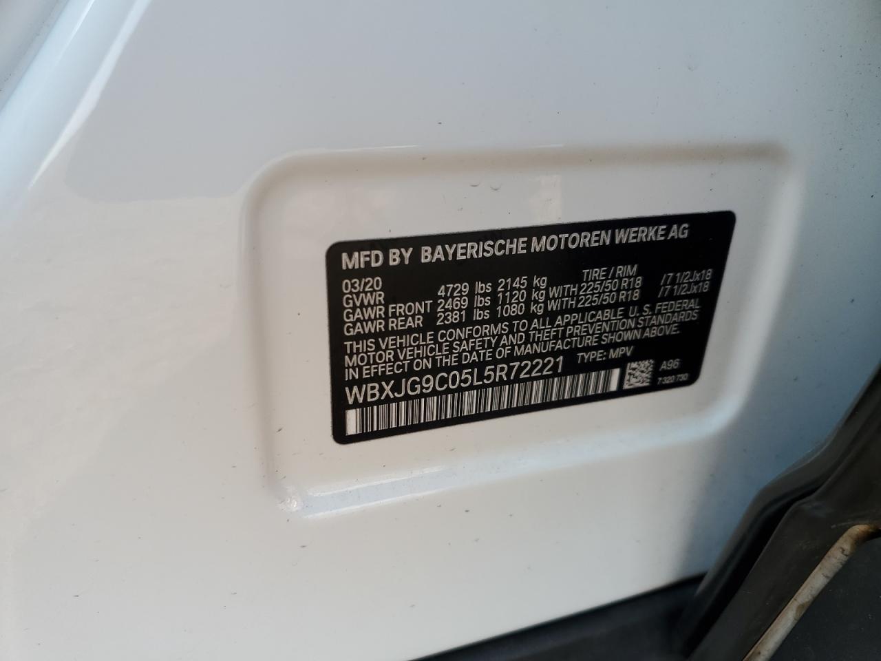 2020 BMW X1 xDrive28I VIN: WBXJG9C05L5R72221 Lot: 64524995
