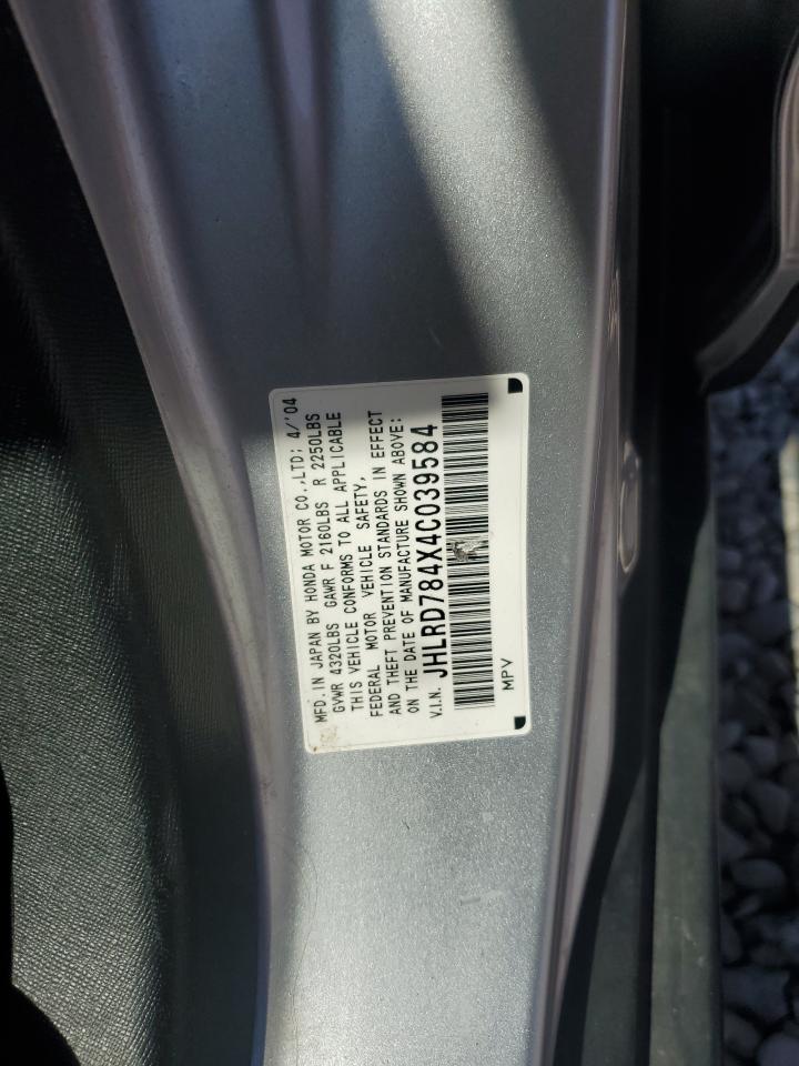 2004 Honda Cr-V Lx VIN: JHLRD784X4C039584 Lot: 64785745
