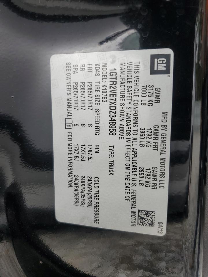 2013 GMC Sierra K1500 Sle VIN: 1GTR2VE7XDZ348958 Lot: 65238095