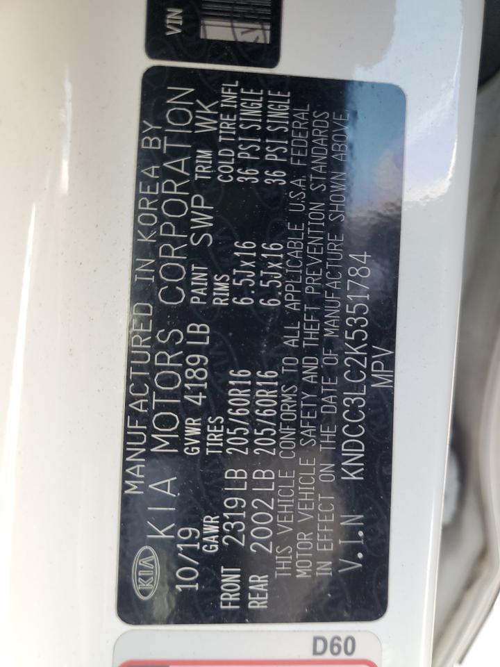 2019 Kia Niro Ex VIN: KNDCC3LC2K5351784 Lot: 65463565