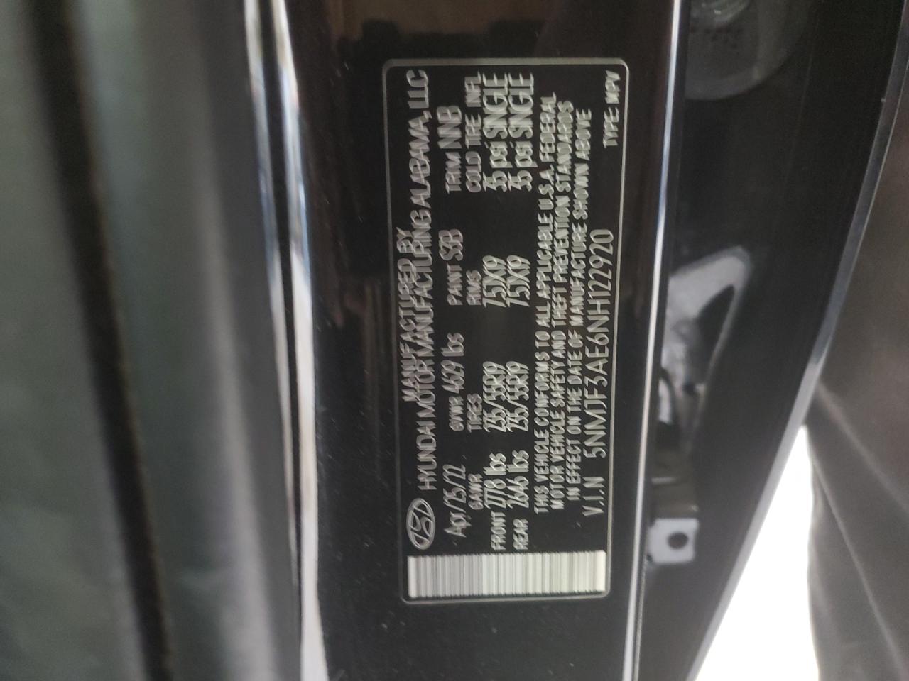 2022 Hyundai Tucson Sel VIN: 5NMJF3AE6NH122920 Lot: 64065915