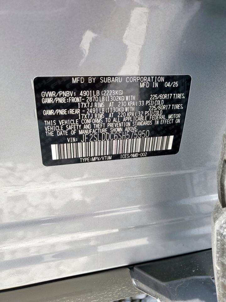 2025 Subaru Forester Premium VIN: JF2SLDDC6SH575950 Lot: 63346865
