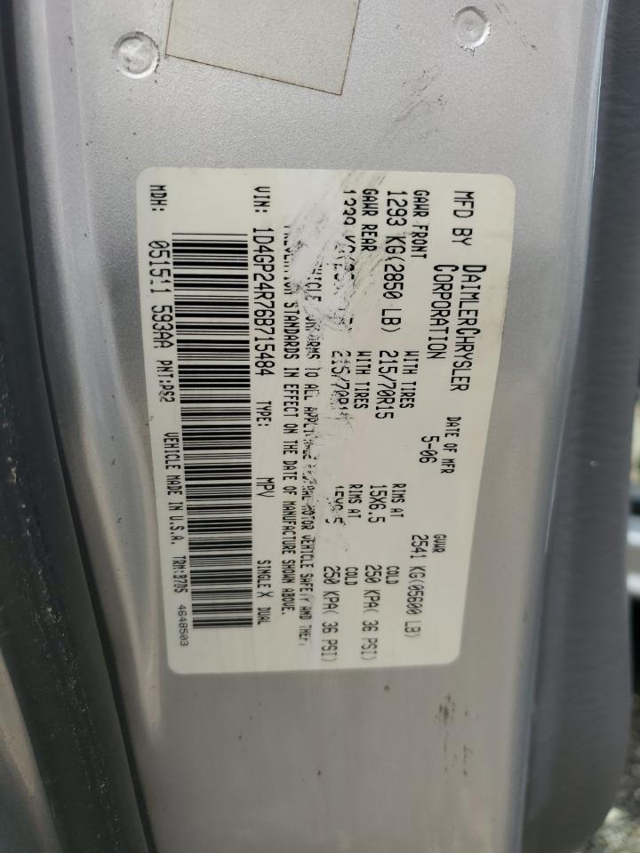 2006 Dodge Grand Caravan Se VIN: 1D4GP24R76B715484 Lot: 64409375