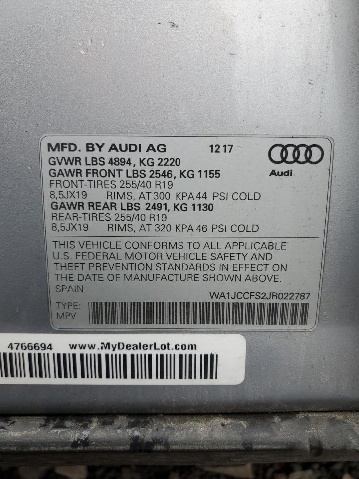 2018 Audi Q3 Premium Plus VIN: WA1JCCFS2JR022787 Lot: 63007915