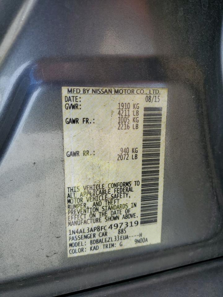2015 Nissan Altima 2.5 VIN: 1N4AL3AP8FC497319 Lot: 65240075