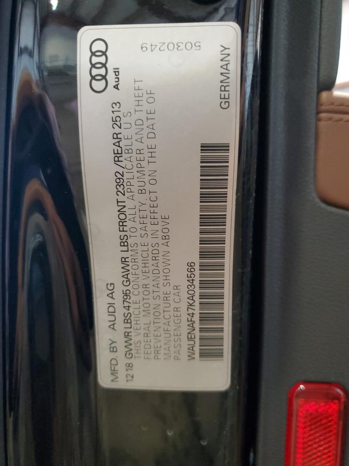 2019 Audi A4 Premium Plus VIN: WAUENAF47KA034566 Lot: 63572345