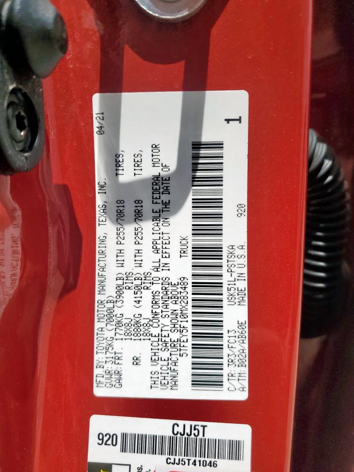 2021 Toyota Tundra Crewmax Sr5 VIN: 5TFEY5F10MX283489 Lot: 65158545