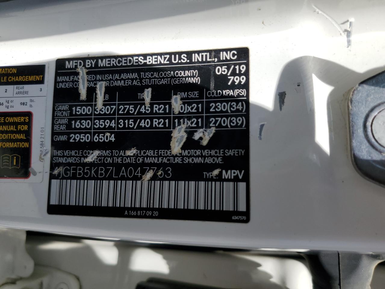 4jgfb5kb7la047763 4JGFB5KB7LA047763 2020 Mercedes-Benz Gle 450 4Matic