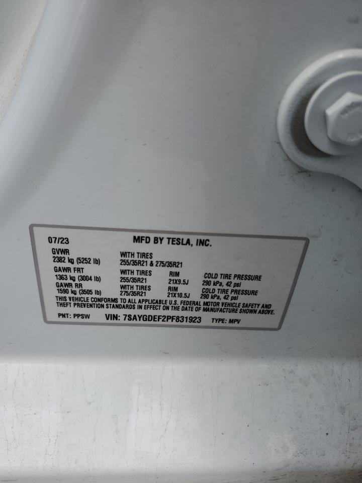 2023 Tesla Model Y VIN: 7SAYGDEF2PF831923 Lot: 63479905