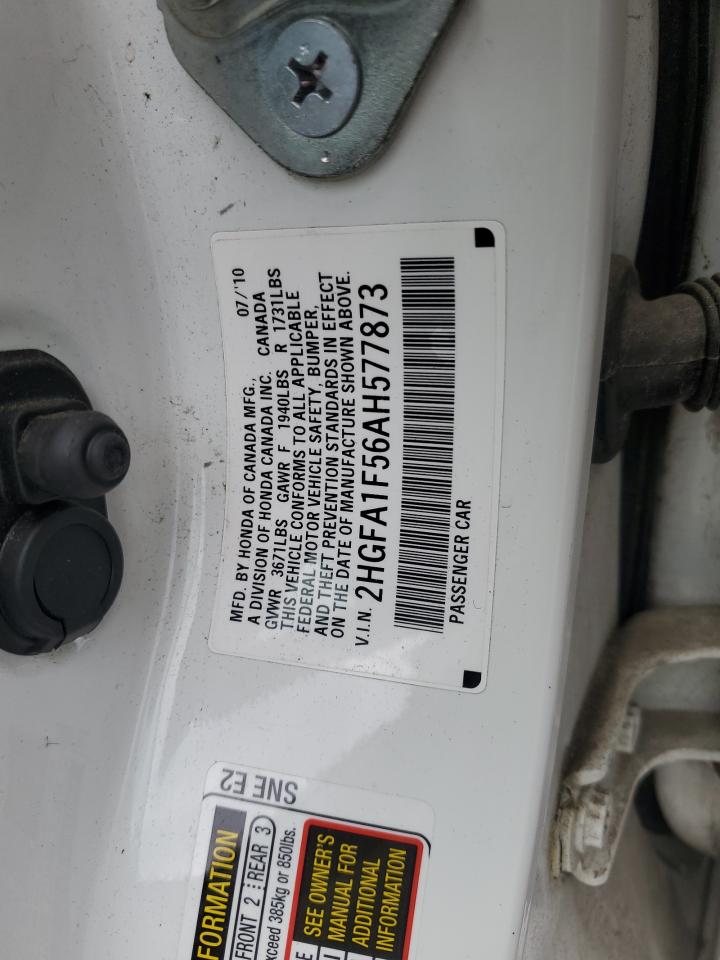 2010 Honda Civic Lx VIN: 2HGFA1F56AH577873 Lot: 64105365