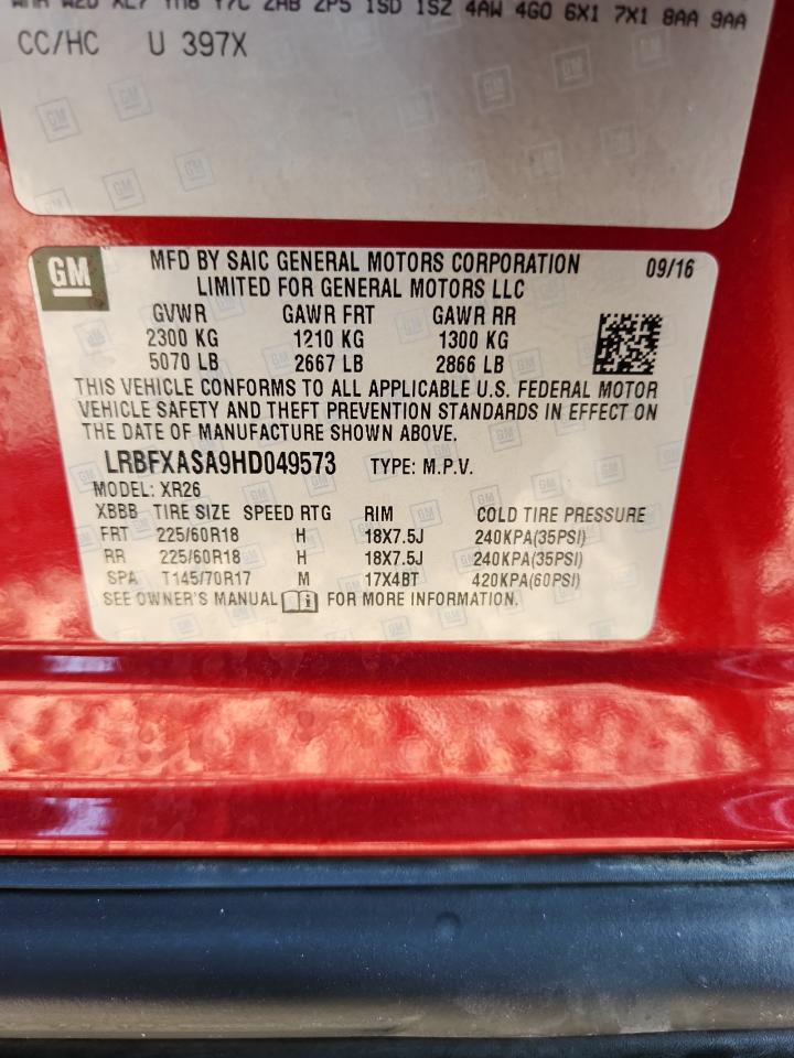 2017 Buick Envision Preferred VIN: LRBFXASA9HD049573 Lot: 66723495
