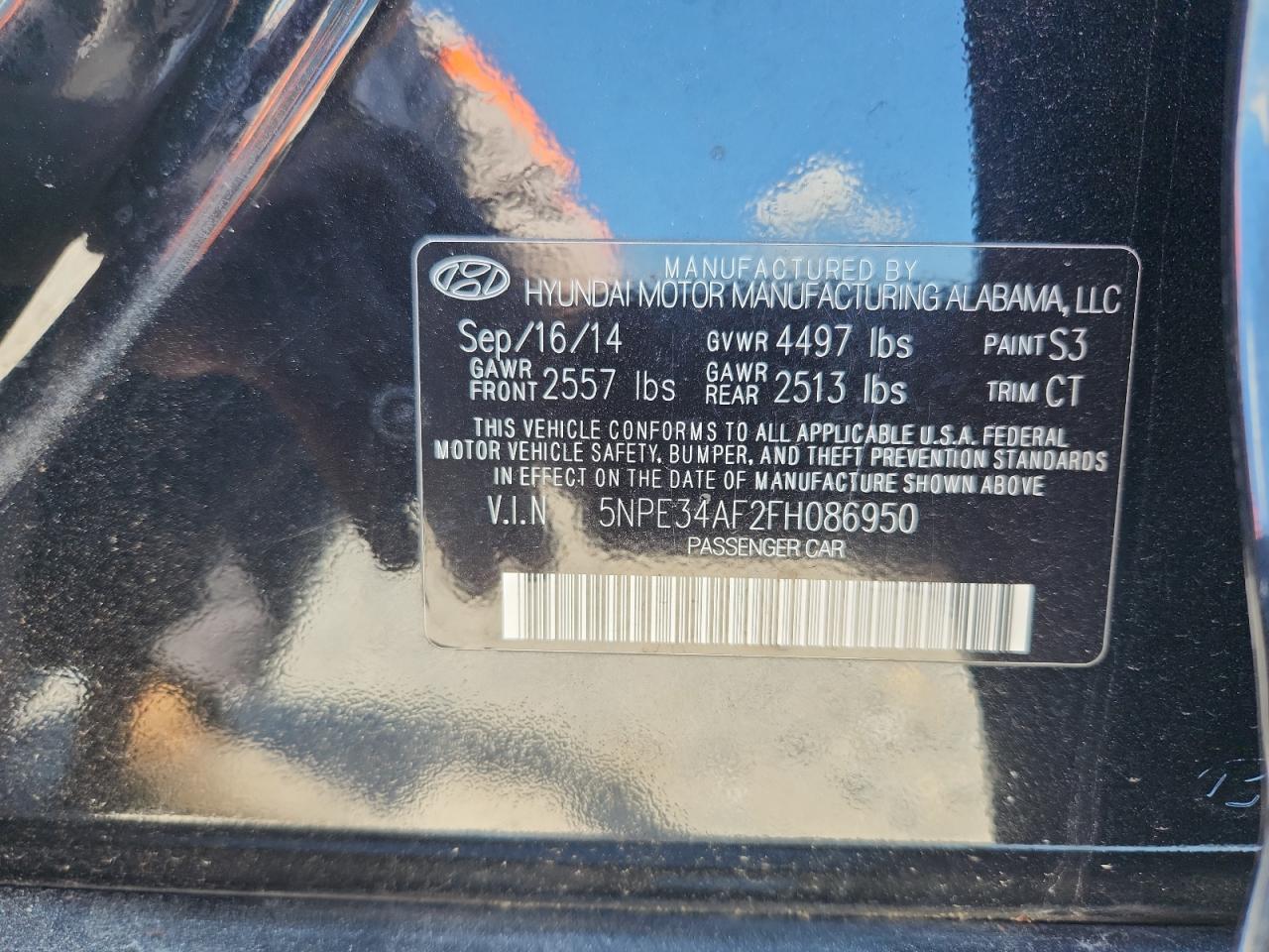 2015 Hyundai Sonata Sport VIN: 5NPE34AF2FH086950 Lot: 64714605