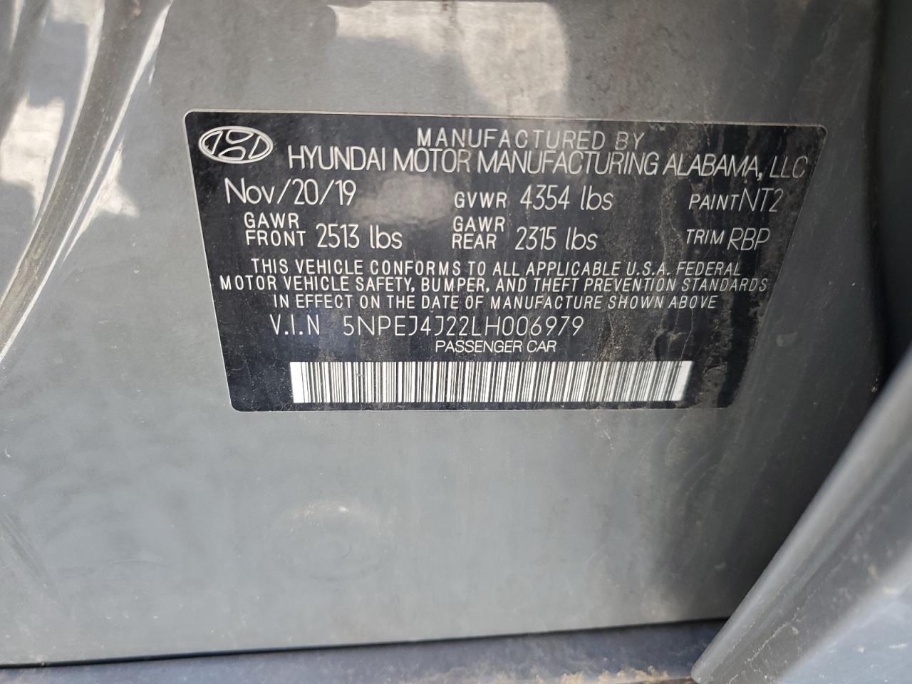 2020 Hyundai Sonata Sel Plus VIN: 5NPEJ4J22LH006979 Lot: 63368885