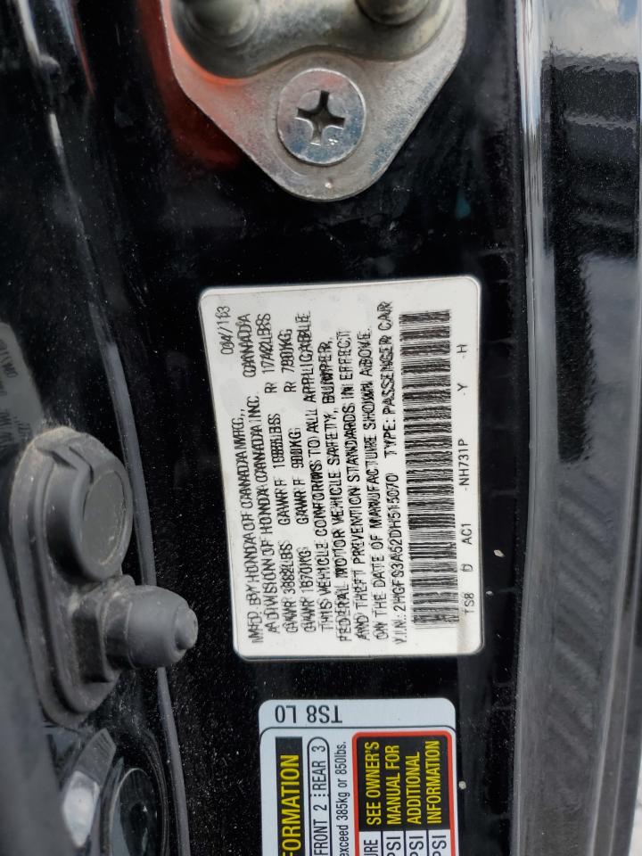 2013 Honda Civic Lx VIN: 2HGFG3A52DH515070 Lot: 64901645