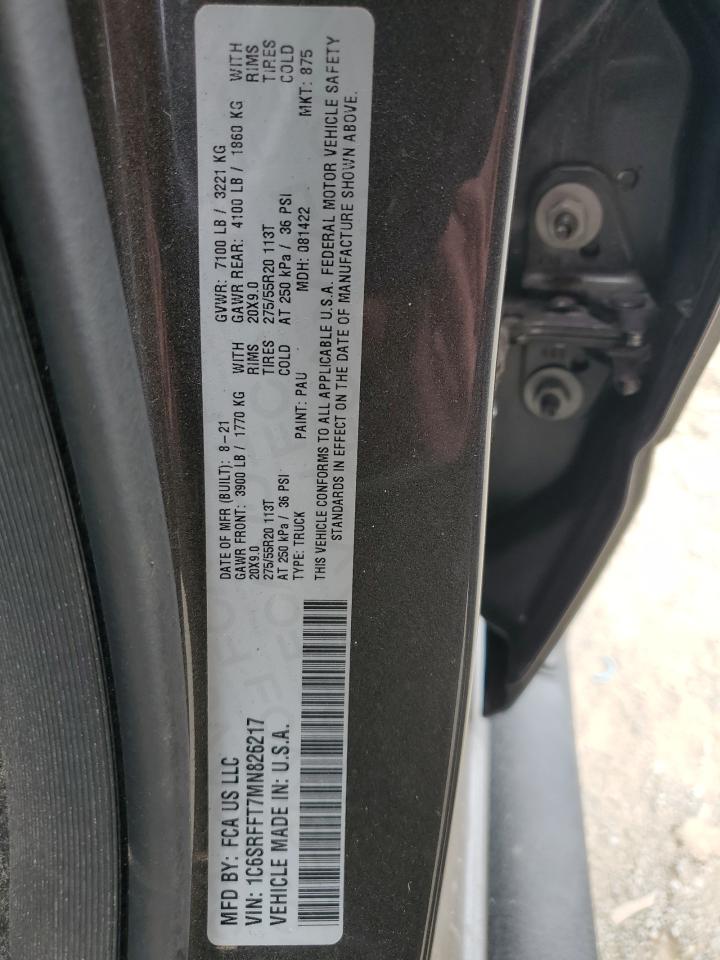 2021 Ram 1500 Big Horn/Lone Star VIN: 1C6SRFFT7MN826217 Lot: 64790685