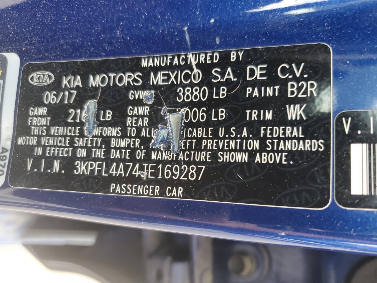 2018 Kia Forte Lx VIN: 3KPFL4A74JE169287 Lot: 65713355