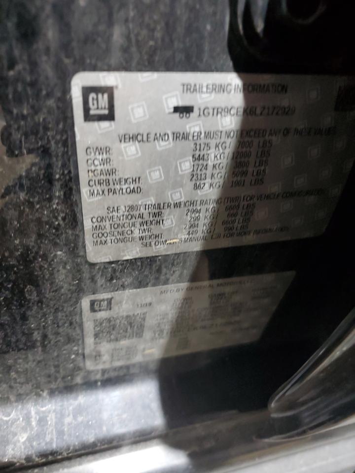 2020 GMC Sierra K1500 Elevation VIN: 1GTR9CEK6LZ172929 Lot: 64389885