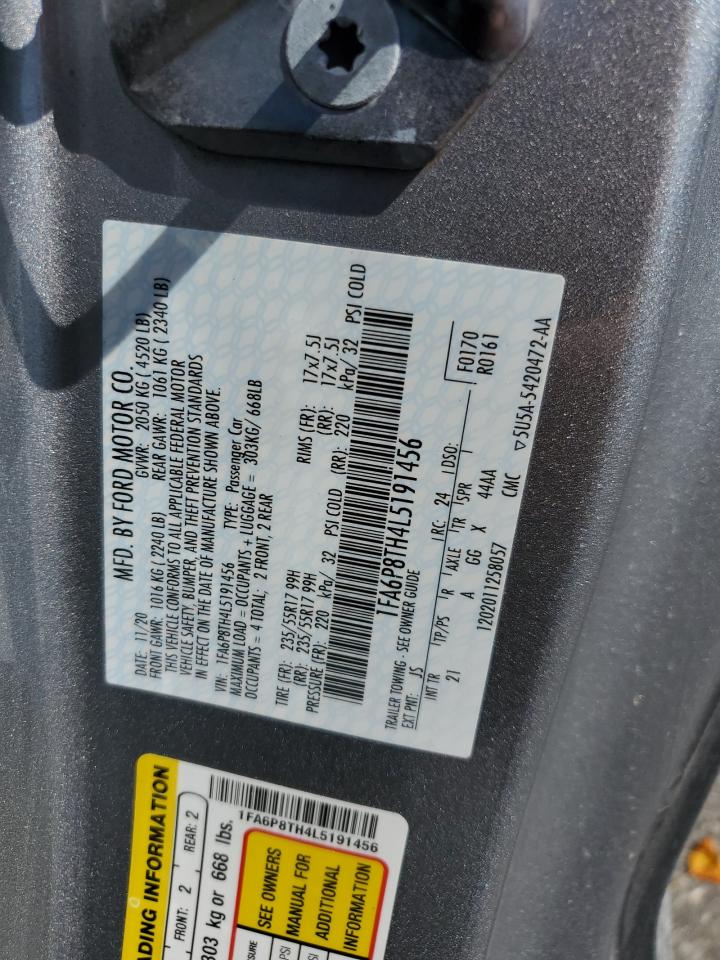 2020 Ford Mustang VIN: 1FA6P8TH4L5191456 Lot: 66498395