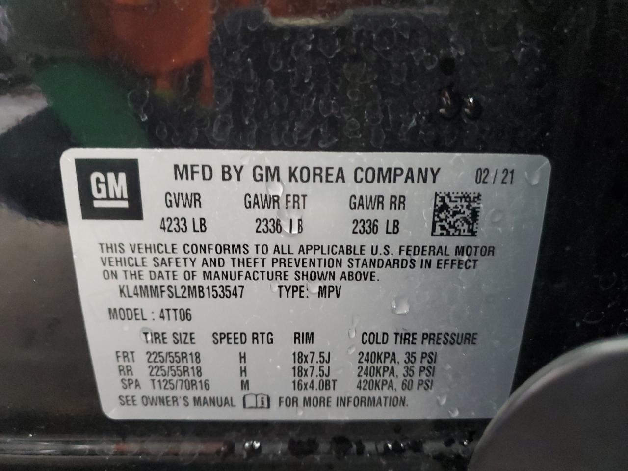 2021 Buick Encore Gx Essence VIN: KL4MMFSL2MB153547 Lot: 64691745