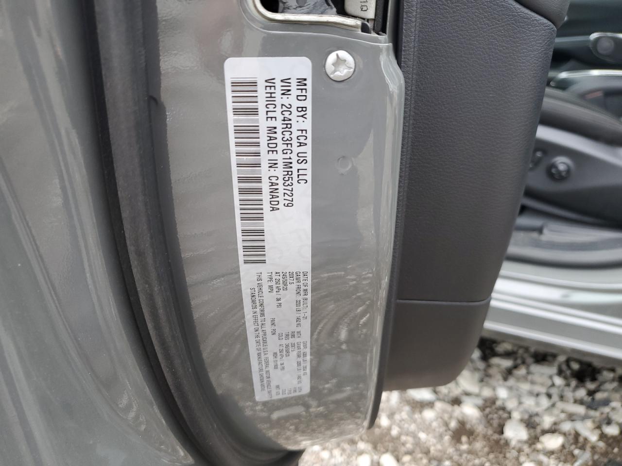 2021 Chrysler Pacifica Touring VIN: 2C4RC3FG1MR537279 Lot: 65842015