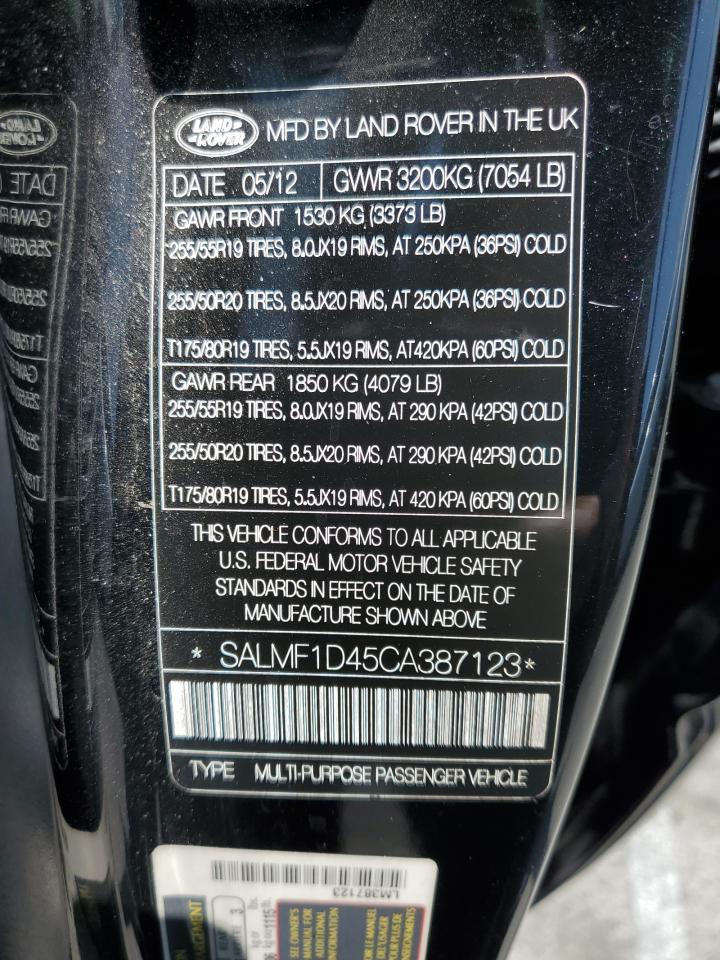 SALMF1D45CA387123 2012 Land Rover Range Rover Hse Luxury