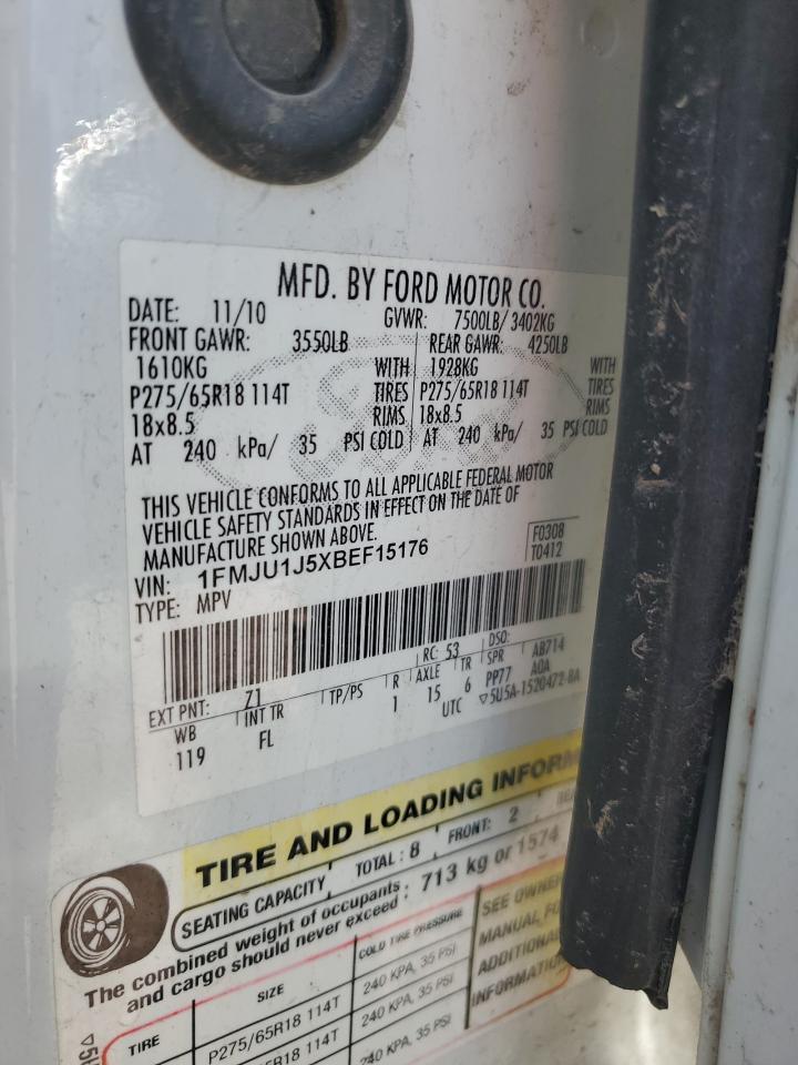 2011 Ford Expedition Xlt VIN: 1FMJU1J5XBEF15176 Lot: 80663755