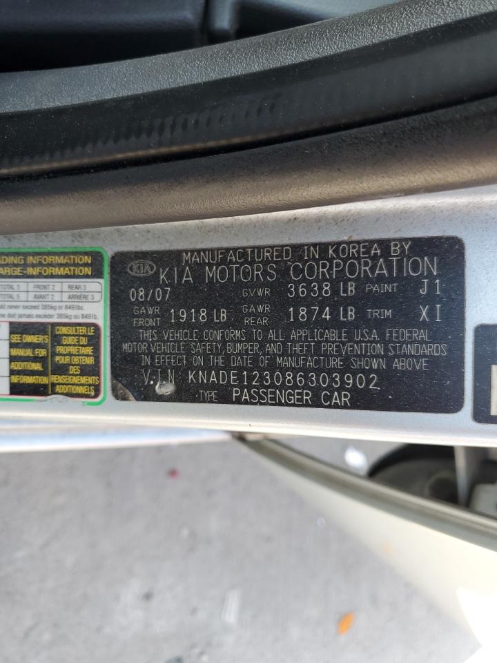 2008 Kia Rio Base VIN: KNADE123086303902 Lot: 64242635