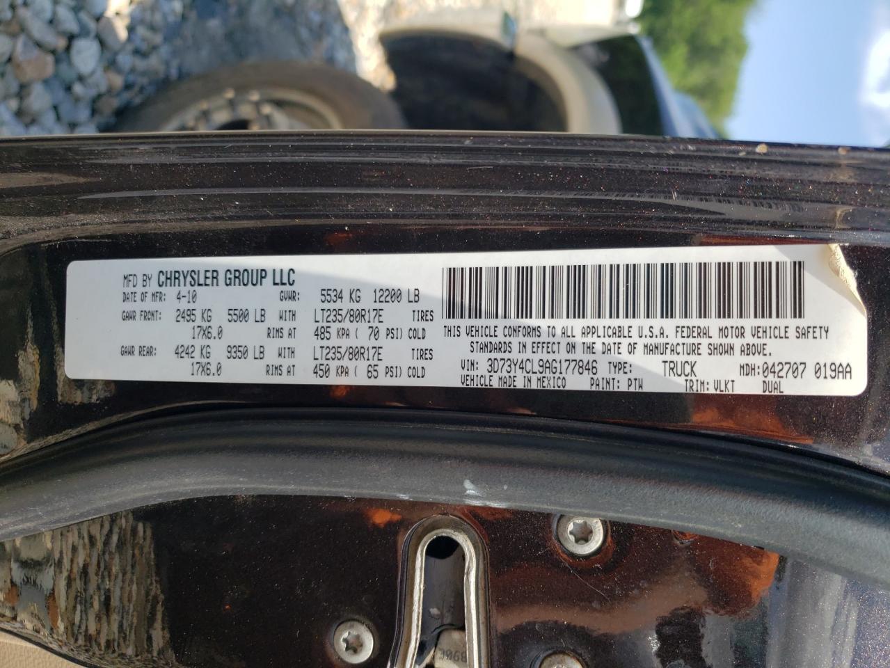 2010 Dodge Ram 3500 VIN: 3D73Y4CL9AG177846 Lot: 64490445