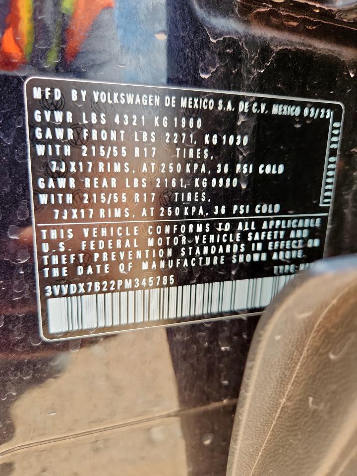 2023 Volkswagen Taos S VIN: 3VVDX7B22PM345785 Lot: 63870375