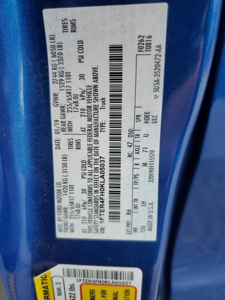 2019 Ford Ranger Xl VIN: 1FTER4FH0KLA05037 Lot: 64625115