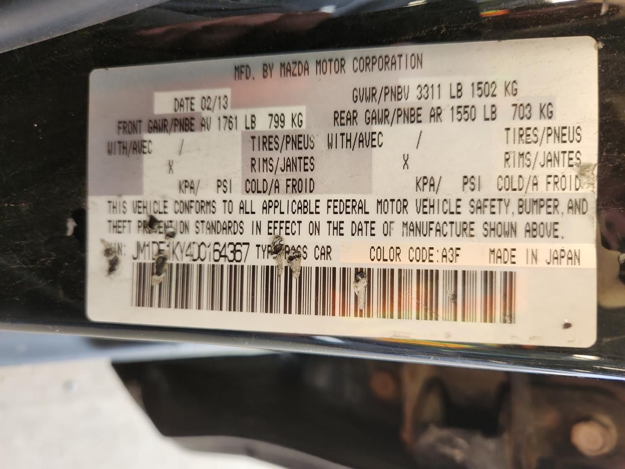 2013 Mazda Mazda2 VIN: JM1DE1KY4D0164367 Lot: 63661445