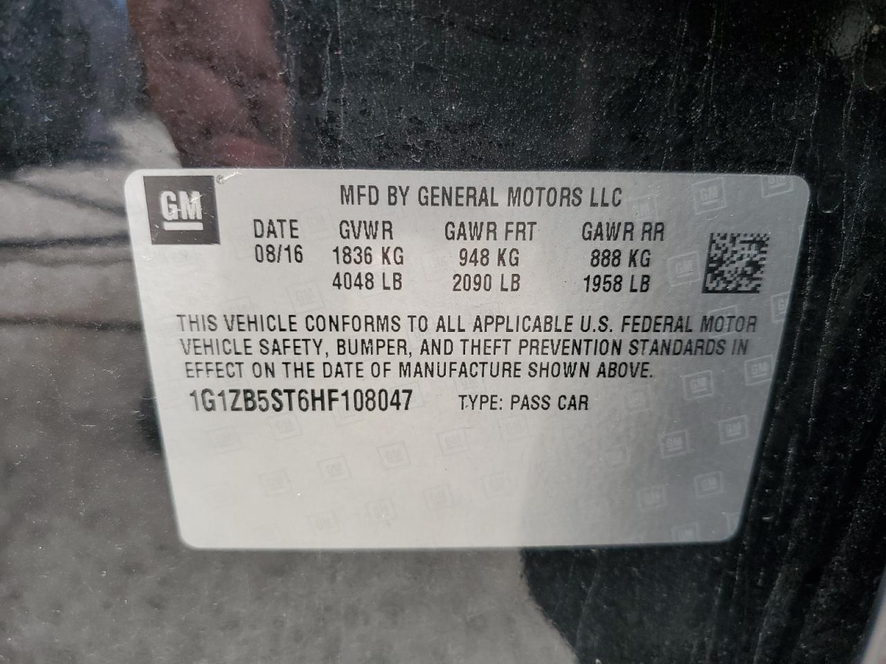 1G1ZB5ST6HF108047 2017 Chevrolet Malibu Ls