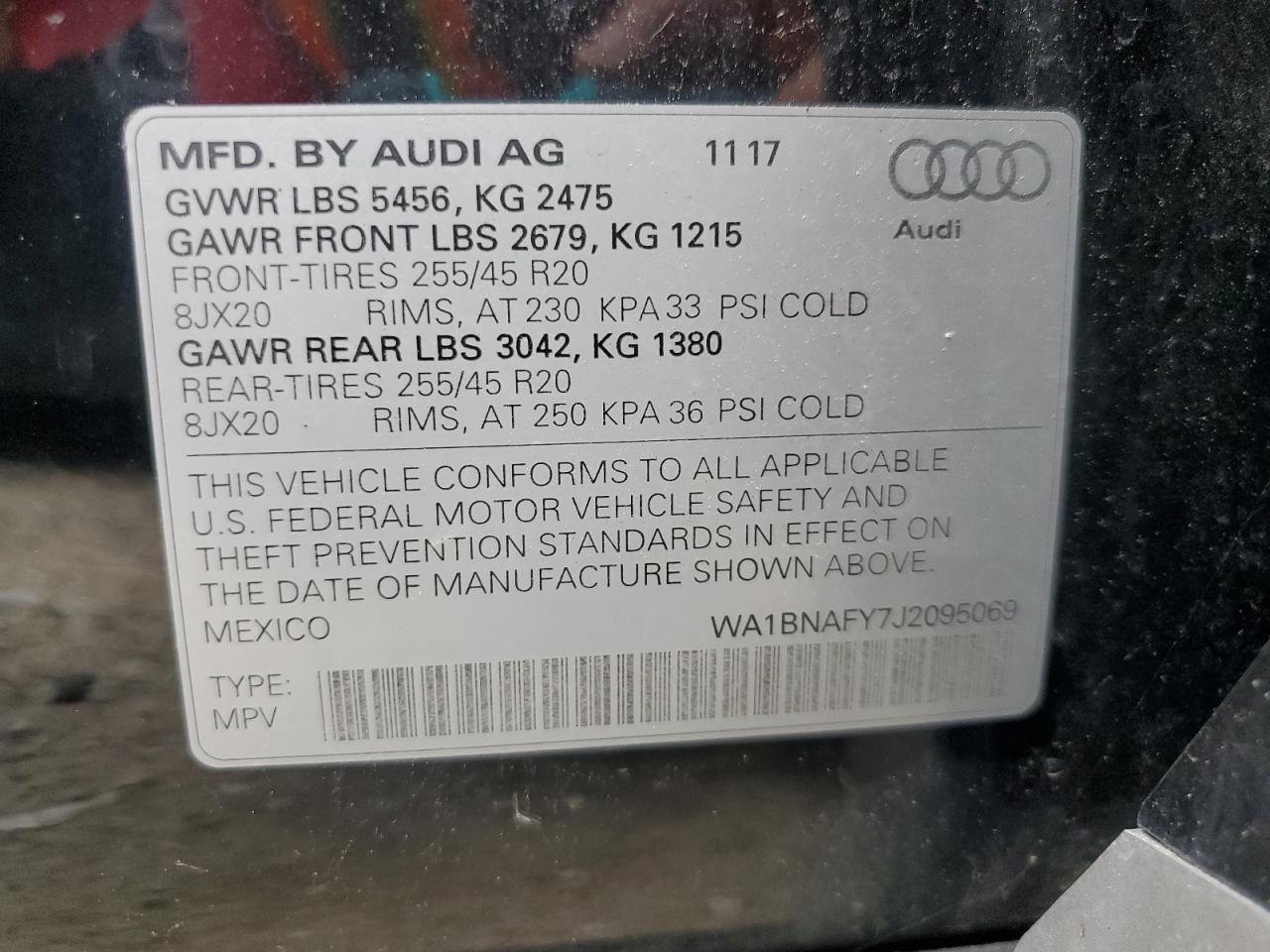 2018 Audi Q5 Premium Plus VIN: WA1BNAFY7J2095069 Lot: 64562095