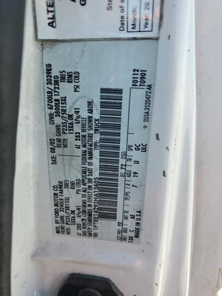 2003 Ford Econoline E150 Van VIN: 1FTRE14293HA13605 Lot: 64129745