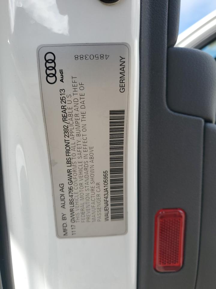 2018 Audi A4 Premium Plus VIN: WAUENAF43JA105955 Lot: 65041095