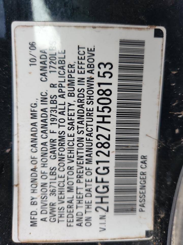2007 Honda Civic Ex VIN: 2HGFG12827H508153 Lot: 65082625