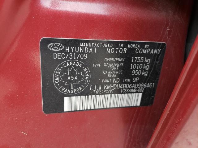 2010 HYUNDAI ELANTRA BLUE  