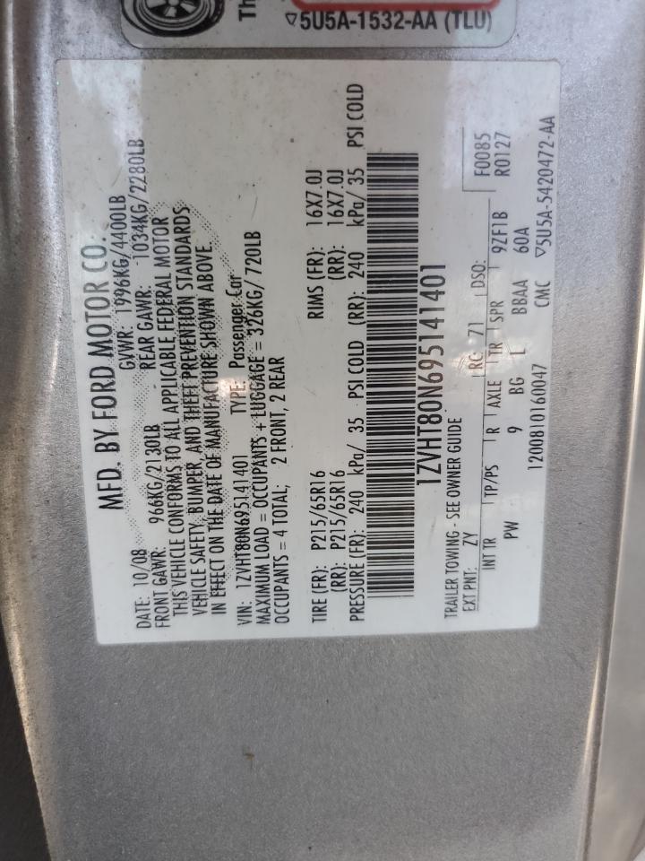 2009 Ford Mustang VIN: 1ZVHT80N695141401 Lot: 64762185