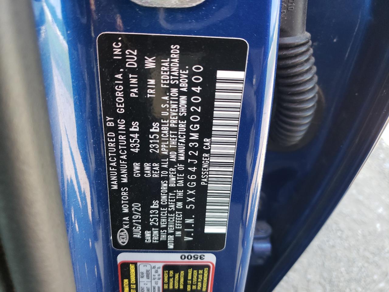 2021 Kia K5 Gt Line VIN: 5XXG64J23MG020400 Lot: 62955105