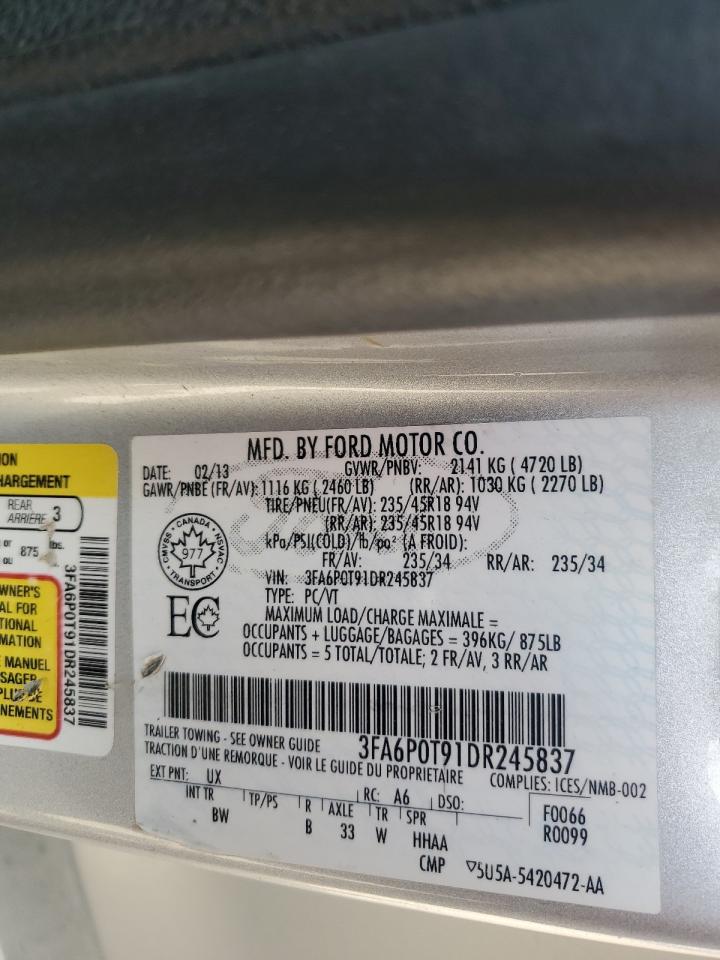 2013 Ford Fusion Se VIN: 3FA6P0T91DR245837 Lot: 63282605