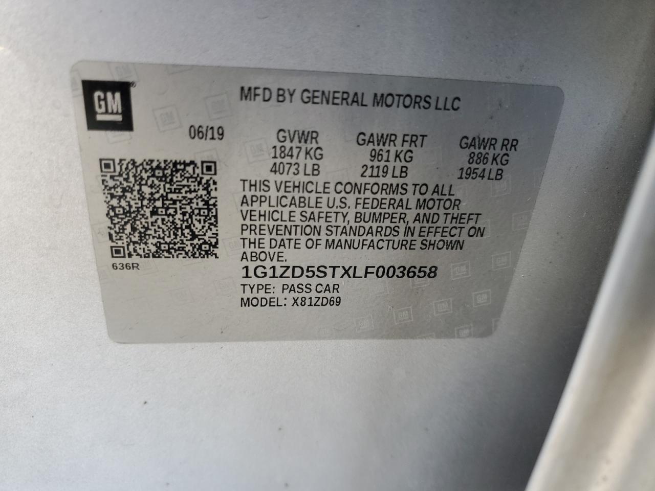 2020 Chevrolet Malibu Lt VIN: 1G1ZD5STXLF003658 Lot: 64265375