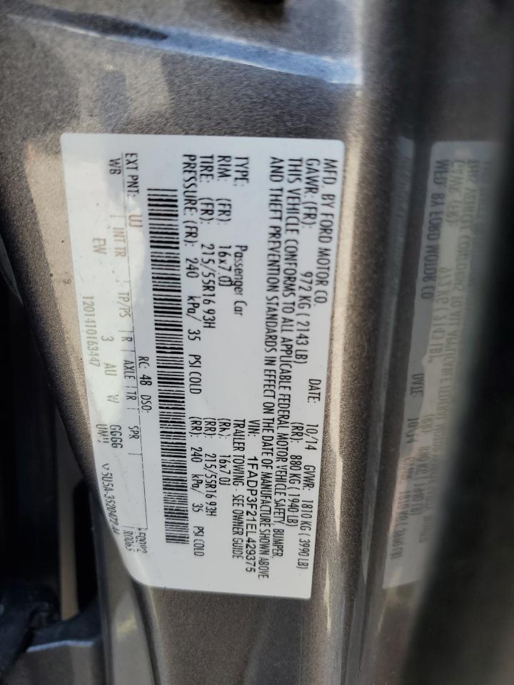 2014 Ford Focus Se VIN: 1FADP3F21EL429375 Lot: 64742665